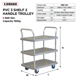 Three Tiers PVC Trolley (150/300KG)​ NSR 324