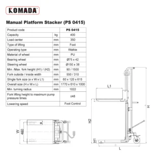 manual stacker specification table