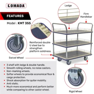 Multi Tiers Metal Trolley With Ledge (300KG)​ KMT355