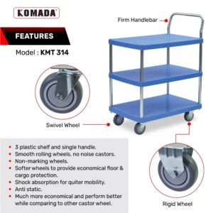 Multi Tiers Plastic Trolley (150KG)​ KPT314