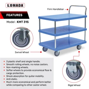 Multi Tiers Plastic Trolley (300KG) KPT 315