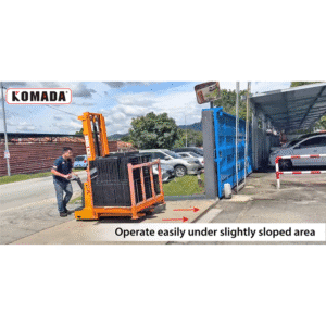 Fully Powered Double Lifting Stacker operation on a slope