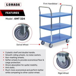 Multi Tiers Plastic Trolley (150KG)​ KPT324
