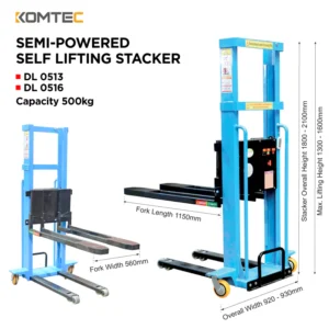 Semi Automated Self-lifting Stacker size guide